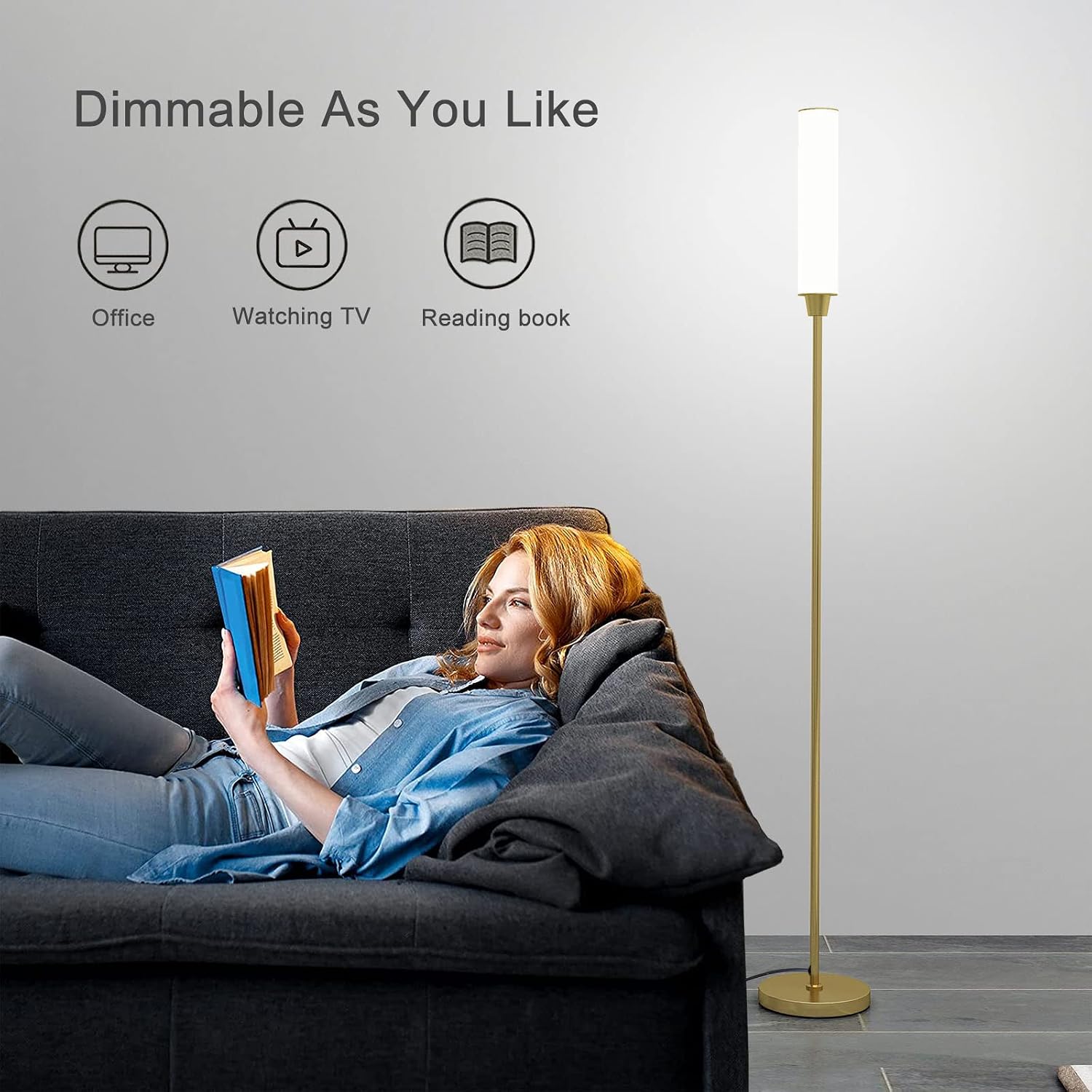 Nukanu Floor Lamp with Remote Control, Bright Floor Lamps for Living Room/Bedroom/Office, Stepless Adjustable 3000K-6000K Colors and…