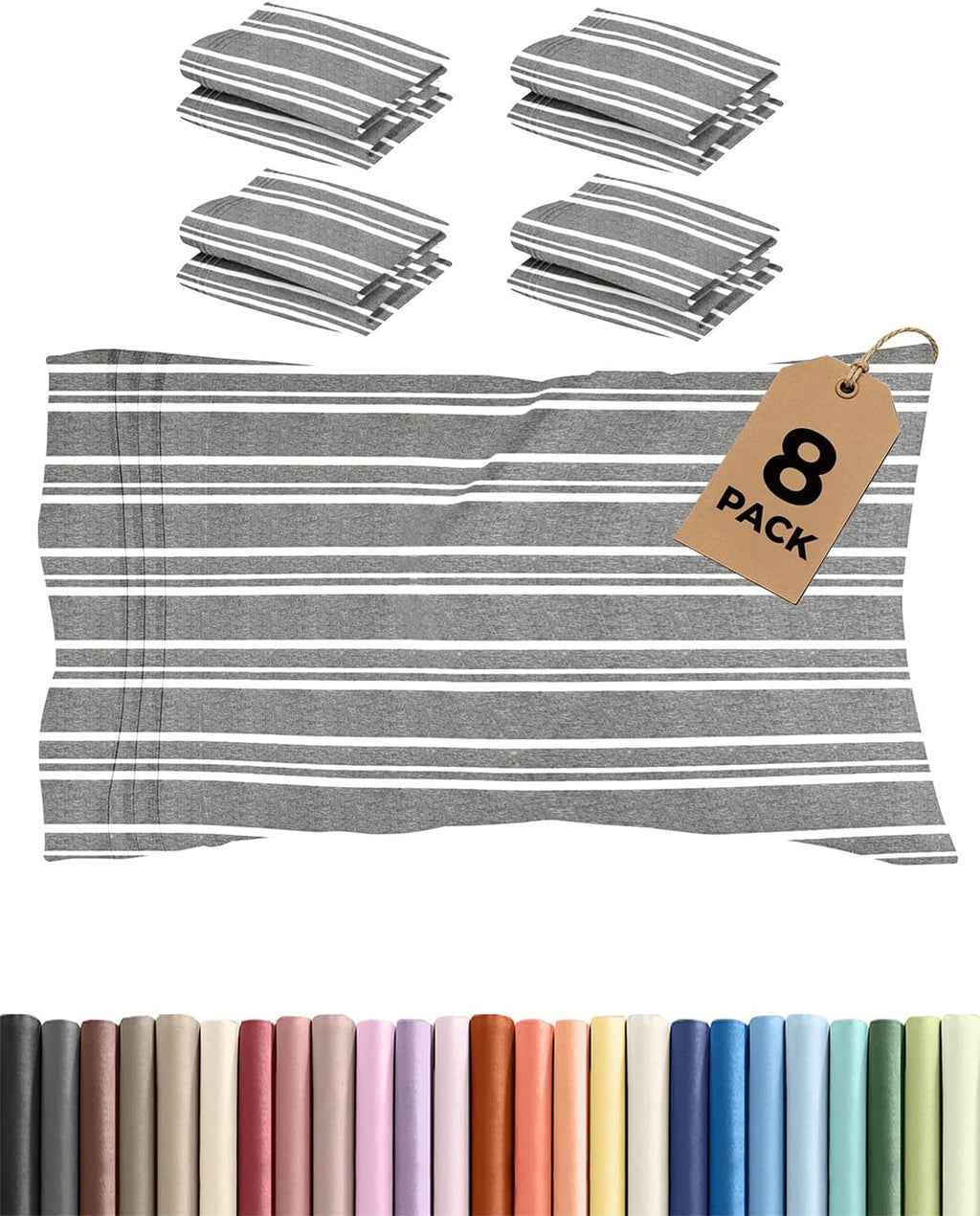 King Pillow Cases Set of 8 - Ultra Soft Hotel Quality Pillowcase Covers - Comfy, Cozy & Wrinkle Free - Shrink & Fade Resistant - Machine…