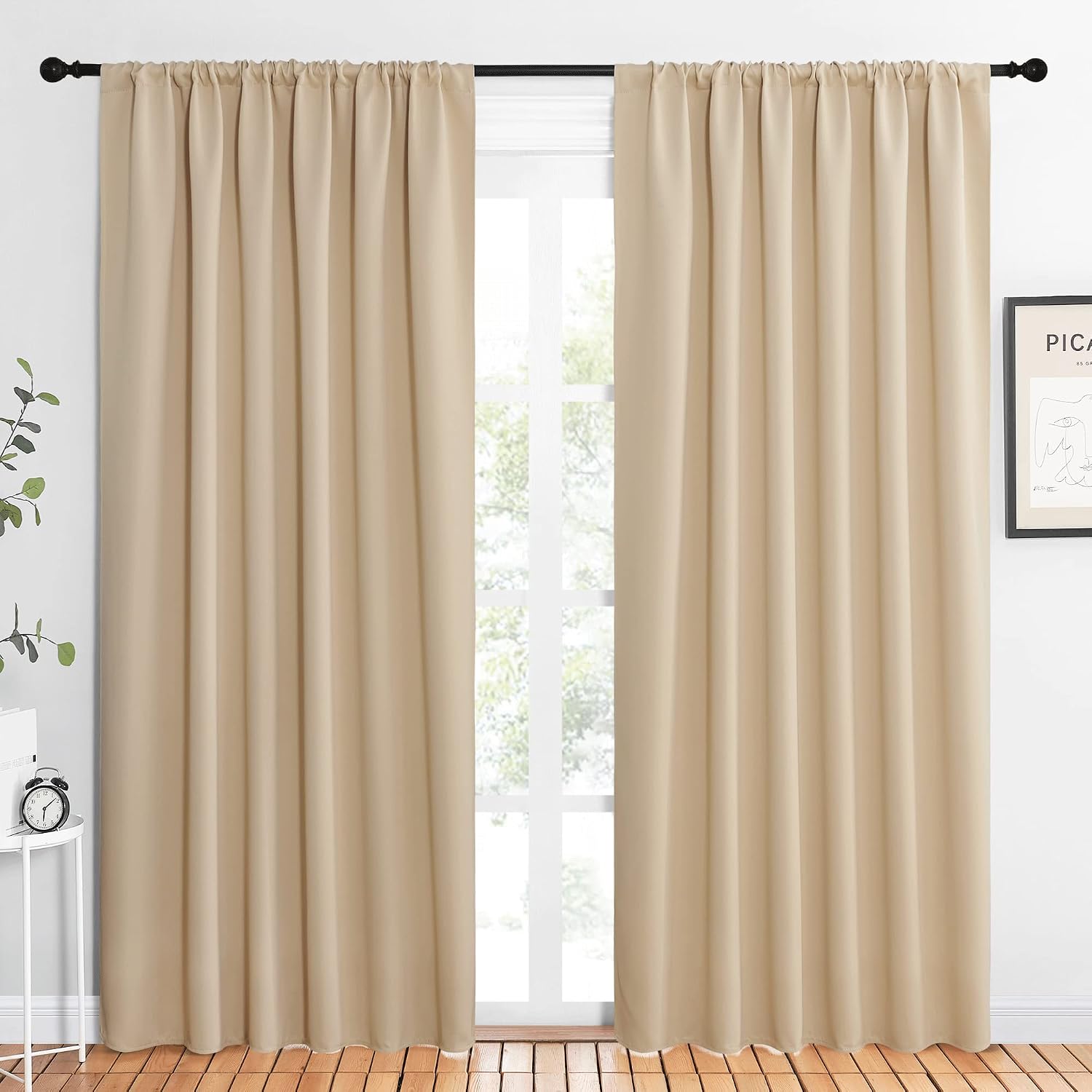 NICETOWN Room Darkening Curtains for Bedroom - Triple Weave Home Decoration Thermal Insulated Solid Drapes for Patio Door (Biscotti…