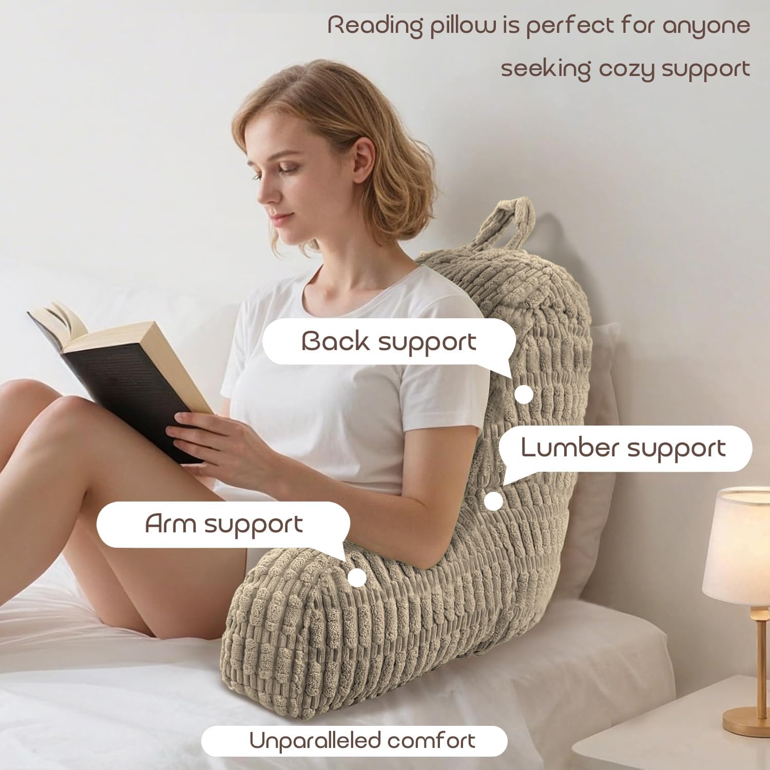 MIJIMO Reading Pillows for Sitting in Bed Adult, Back Rest Pillow for Sitting Up in Bed and Couch, Back Support Chair Pillow Support…