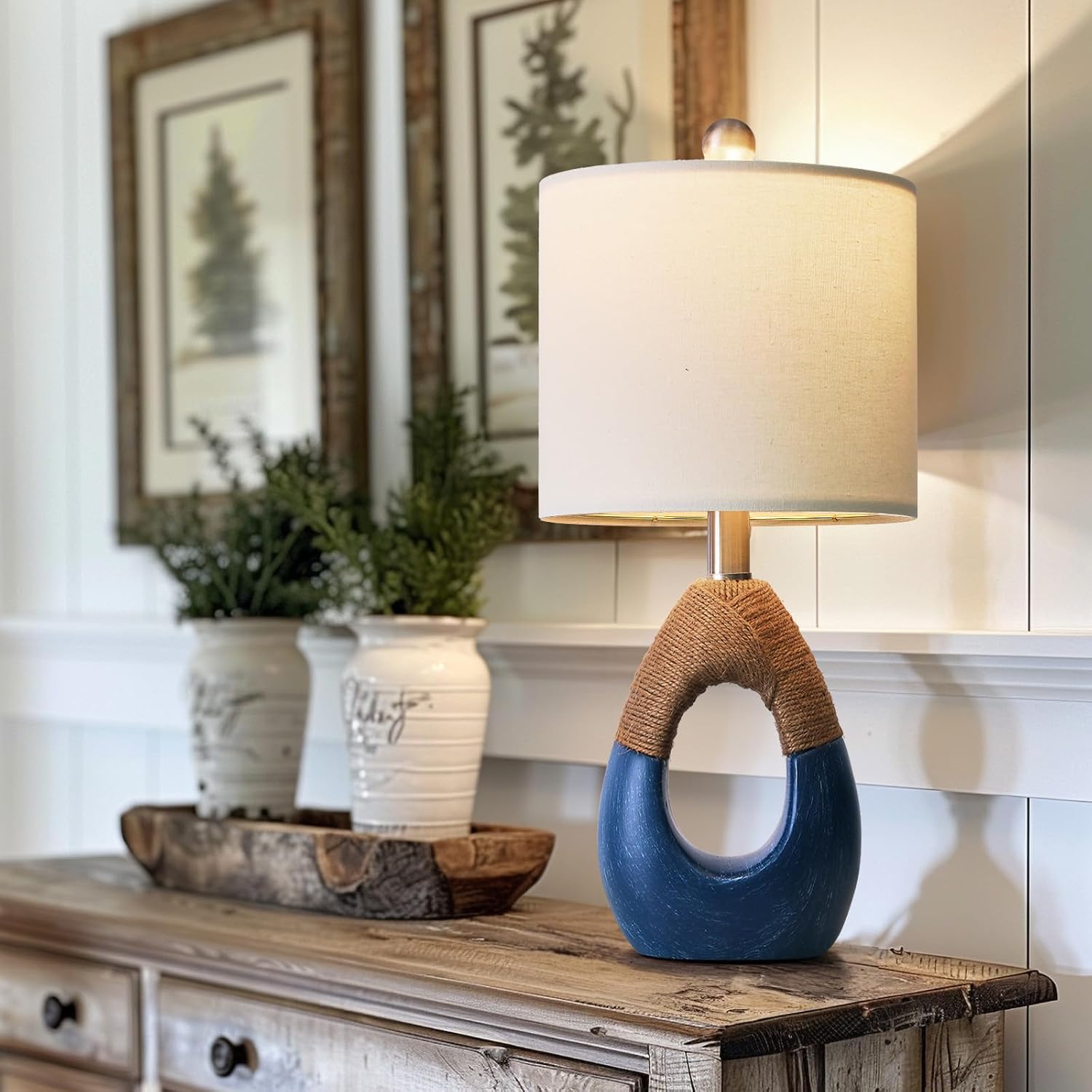 OYEARS 19" Boho Lamp for Bedroom, Bedside for Nightstands, Table Lamp for Living Room, Suitable for Small Space, Coastal Farmhouse, End…
