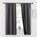 Nicetown Grey 100% Blackout Lined Curtains, 2 Thick Layers Completely Blackout Rod Pocket Thermal Insulated Drapes for Kitchen/Bedroom (1 P…