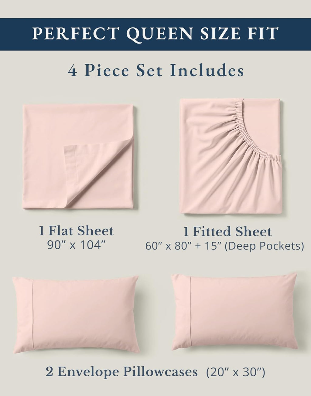 LaneLinen LANE LINEN reusable 100% Organic Cotton Sheets Queen Size, Mercerized Cotton Fully Elasticized Reinforced Seams Low Pill Fade…