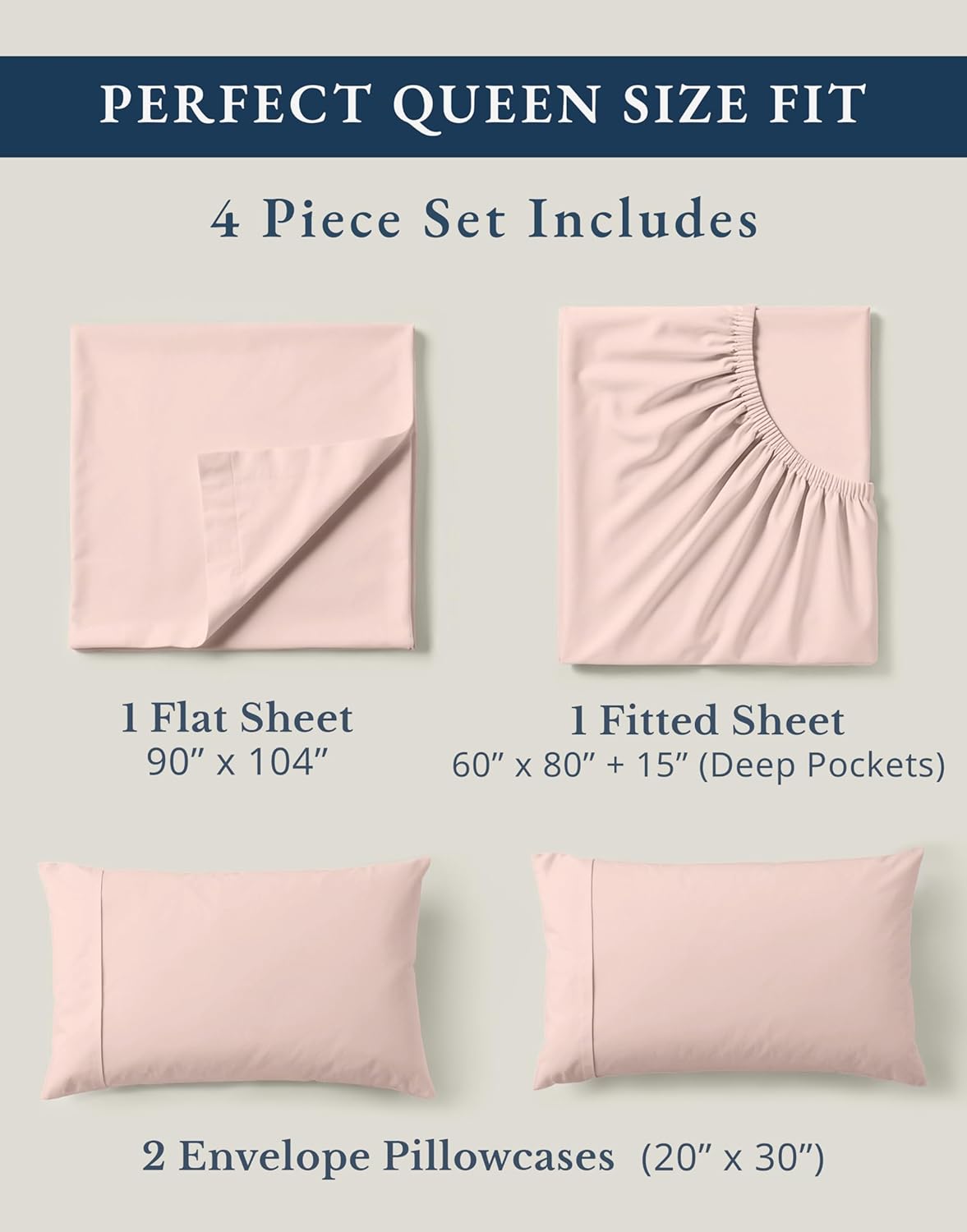 LaneLinen LANE LINEN reusable 100% Organic Cotton Sheets Queen Size, Mercerized Cotton Fully Elasticized Reinforced Seams Low Pill Fade…