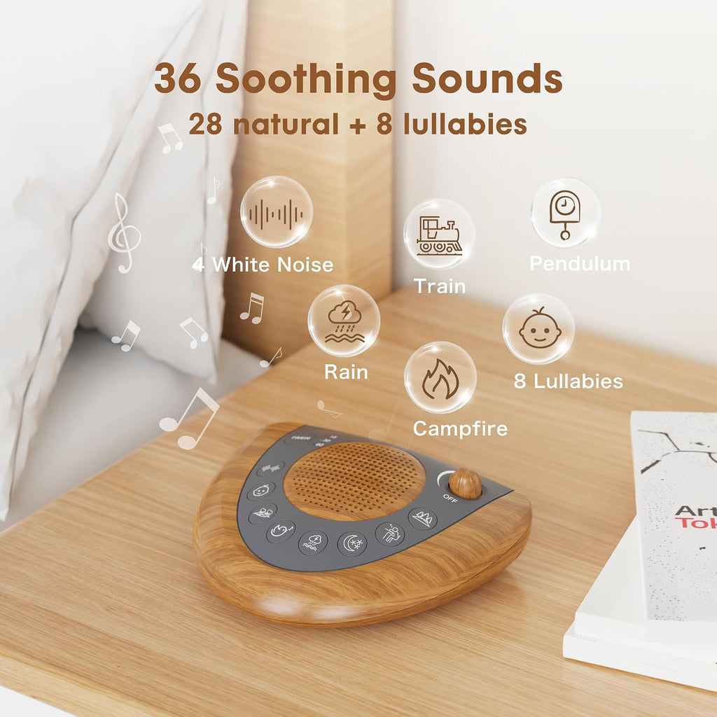 Raynic Noise Machine, Battery Powered Sound Machine, Portable Sleep Machine with 36 Natural Soothing Sounds, Timer, USB Port, Headphone…
