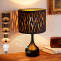 ONEWISH Touch Bedside Lamp for Bedroom, 3-Way Dimmable Table Lamps for Nightstand, Black Cutout Shade with Gold Lining Desk Lamp for…