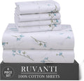 Ruvanti 100% Cotton Percale Sheets Full Size 6 Piece Set, Cooling Bed Sheets for Hot Sleepers, Deep Pocket 16”, Breathable Lightweight & Du…