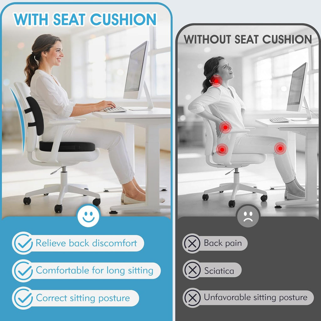 CushZone Seat Cushion, Lumbar Support Pillow with Adjustable Strap-Chair Cushions for Sciatica -with Washable Cover for Car, Travel and Whe…