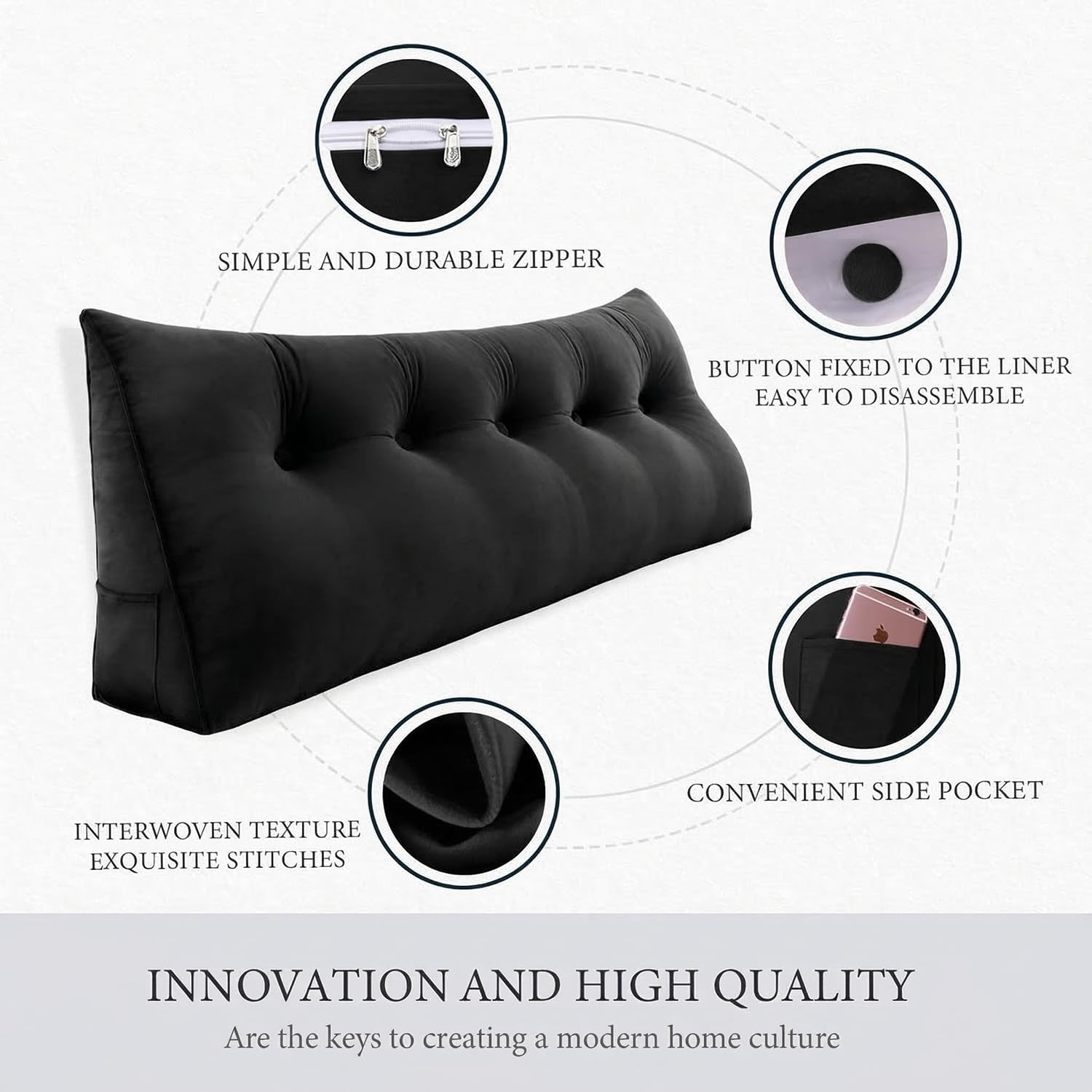 Headboard Pillow Twin for Dorm - Velvet Bed Wedge Headboard Reading Pillow for Sitting in Bed, Shredded Foam Positioning Support Backrest…