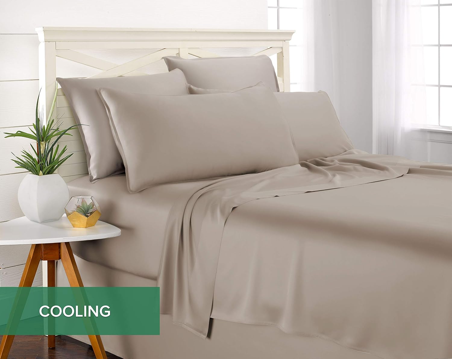 PureBamboo Pure Bamboo Full Sheets, Genuine 100% Organic Viscose Derived from Bamboo Bed Sheet Set, Luxuriously Soft & Cooling, Double Stit…