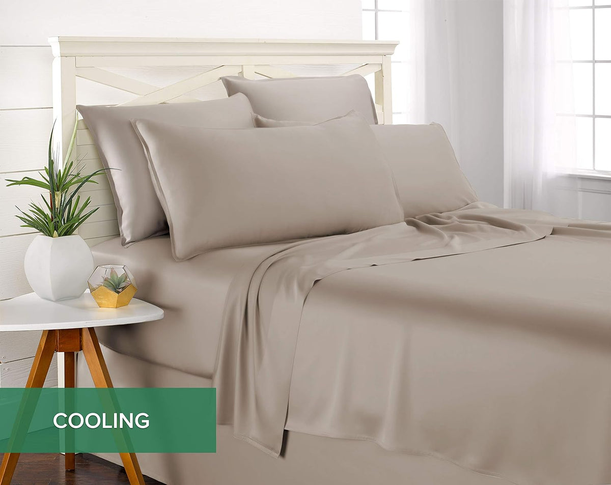 PureBamboo Pure Bamboo Twin Sheets, Genuine 100% Organic Viscose Derived from Bamboo Bed Sheet Set, Luxuriously Soft & Cooling, Double Stit…