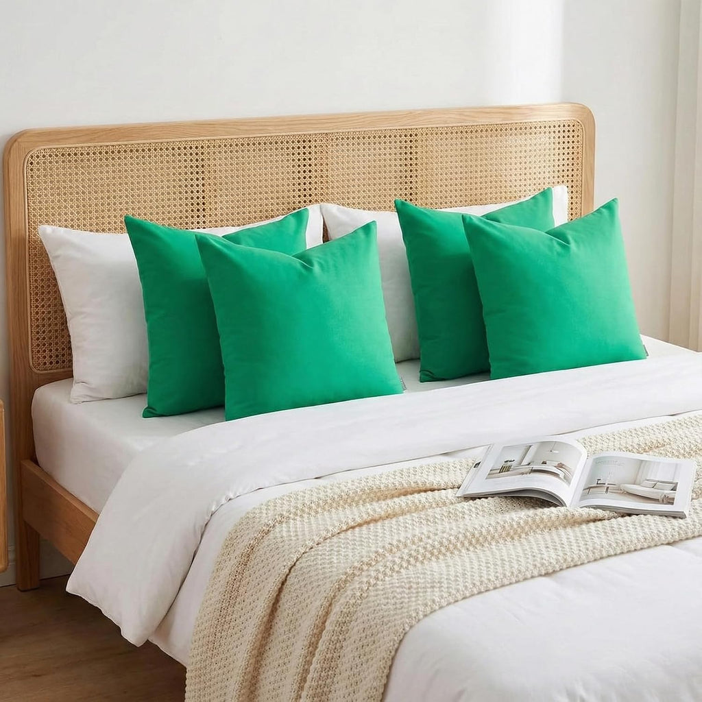 Thmyo 4-Pack 100% Cotton Decorative Throw Pillow Cases, 26x26 inch/ 66x66cm, Bright Green 4 pack 26inch Cotton