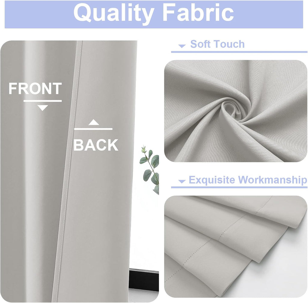 Simplebrand Ava Natural Blackout Curtains for Bedroom 96 Inches Long 2 Panels, Solid Thermal Insulated, Energy Saving Living Room Window Tr…