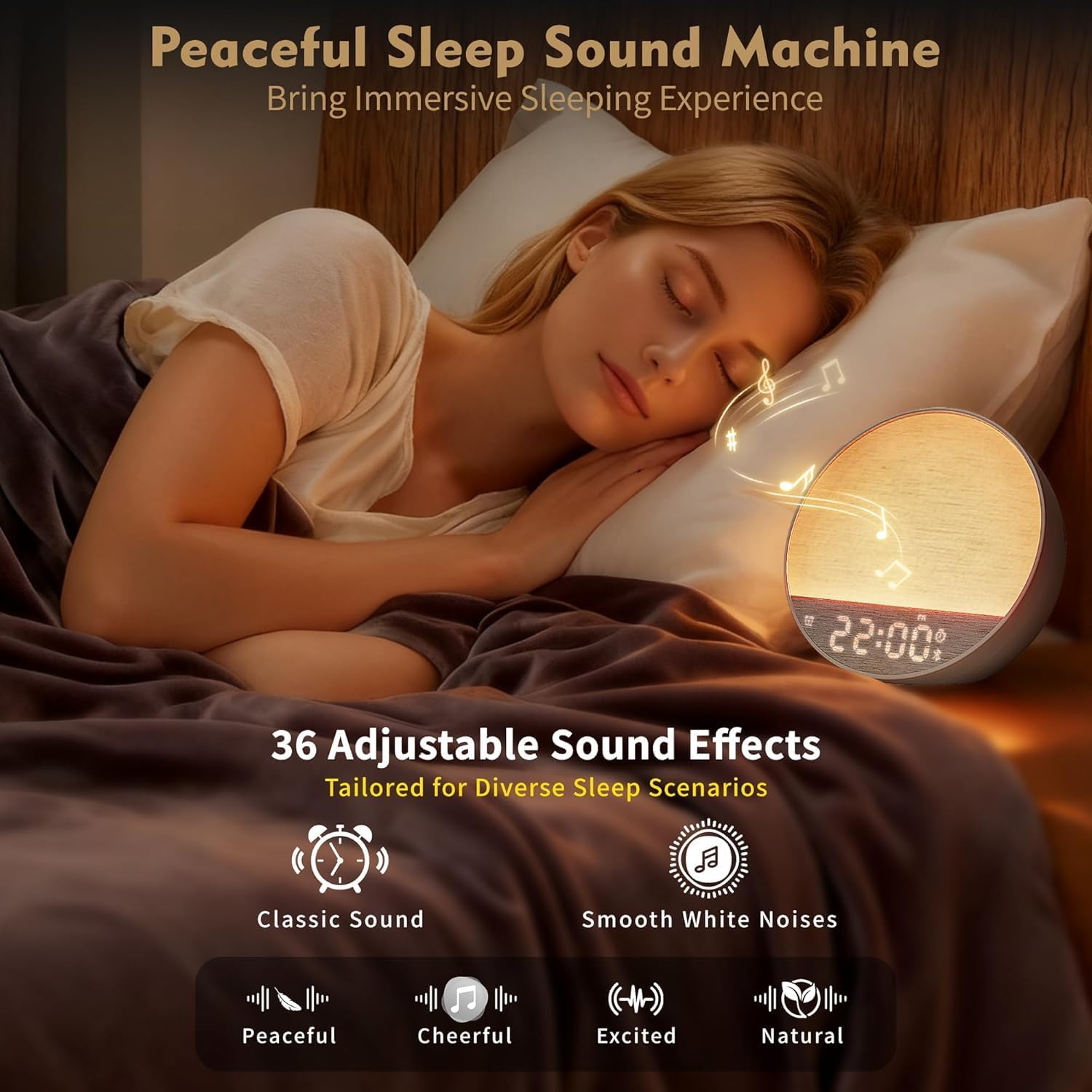 Dynamic Sunrise Alarm Clock with Bluetooth Speaker, Remote Control, Dual Alarms, Tap-to-Snooze, Display Off Mode, 36 Sounds + 15…