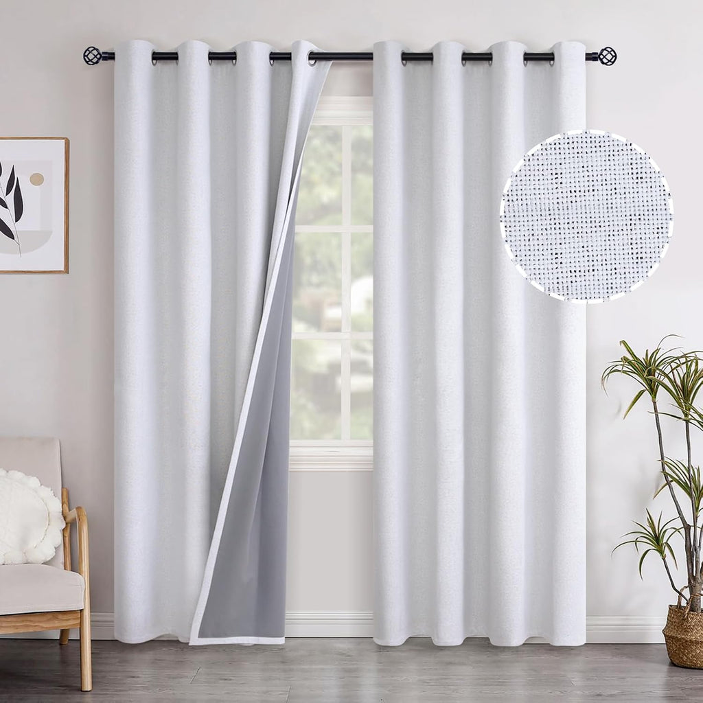 YoungsTex Linen Blackout Curtains for Bedroom 84 Inch Length, Thermal Insulated Black Out Darpes with Grommet Room Darkeing Energy Saving f…