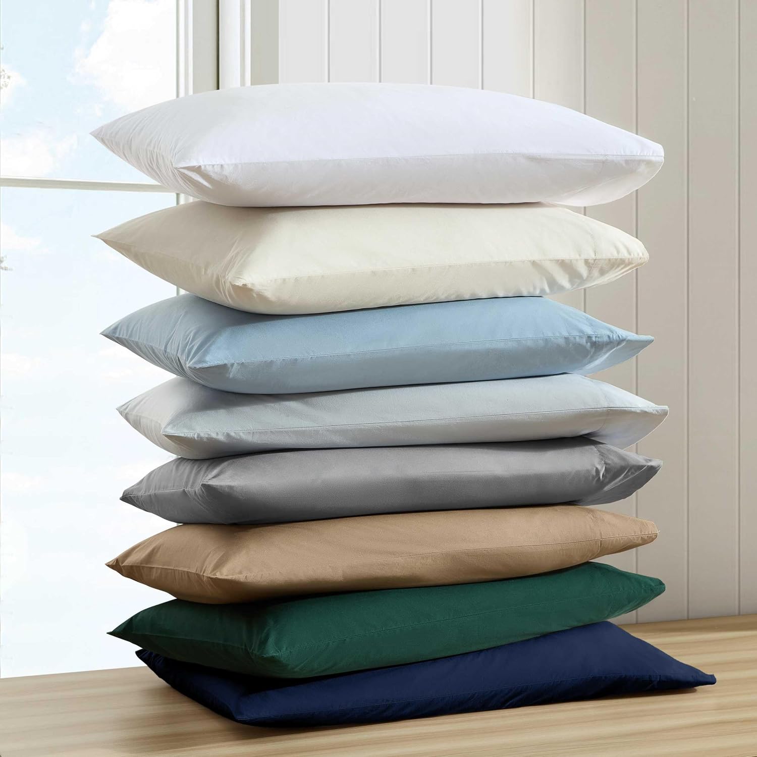 Nautica Queen Bed Sheets, Lightweight Cotton Percale Bedding Set with Matching Pillowcases, Crisp & Cool, Oeko-Tex Certified (Bayview Solid…
