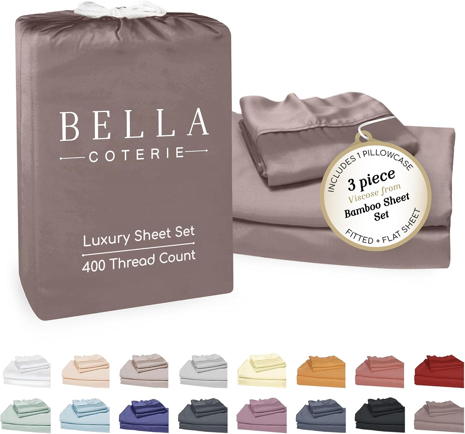 Bella Coterie Luxury Bamboo Viscose Twin XL Size Sheet Set | 100% Organically Grown | Ultra Soft | Cooling for Hot Sleepers | 18" Deep…