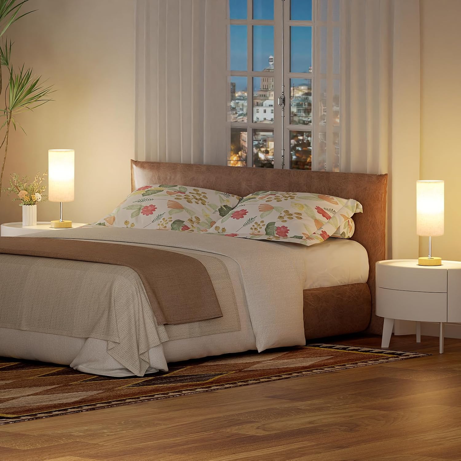 Touch Bedside Lamps Set of 2 - 3 Way Dimmable Table Lamps for Bedroom, Nightstand Lamp with Wooden Charging Station for Kids Room Dorm…