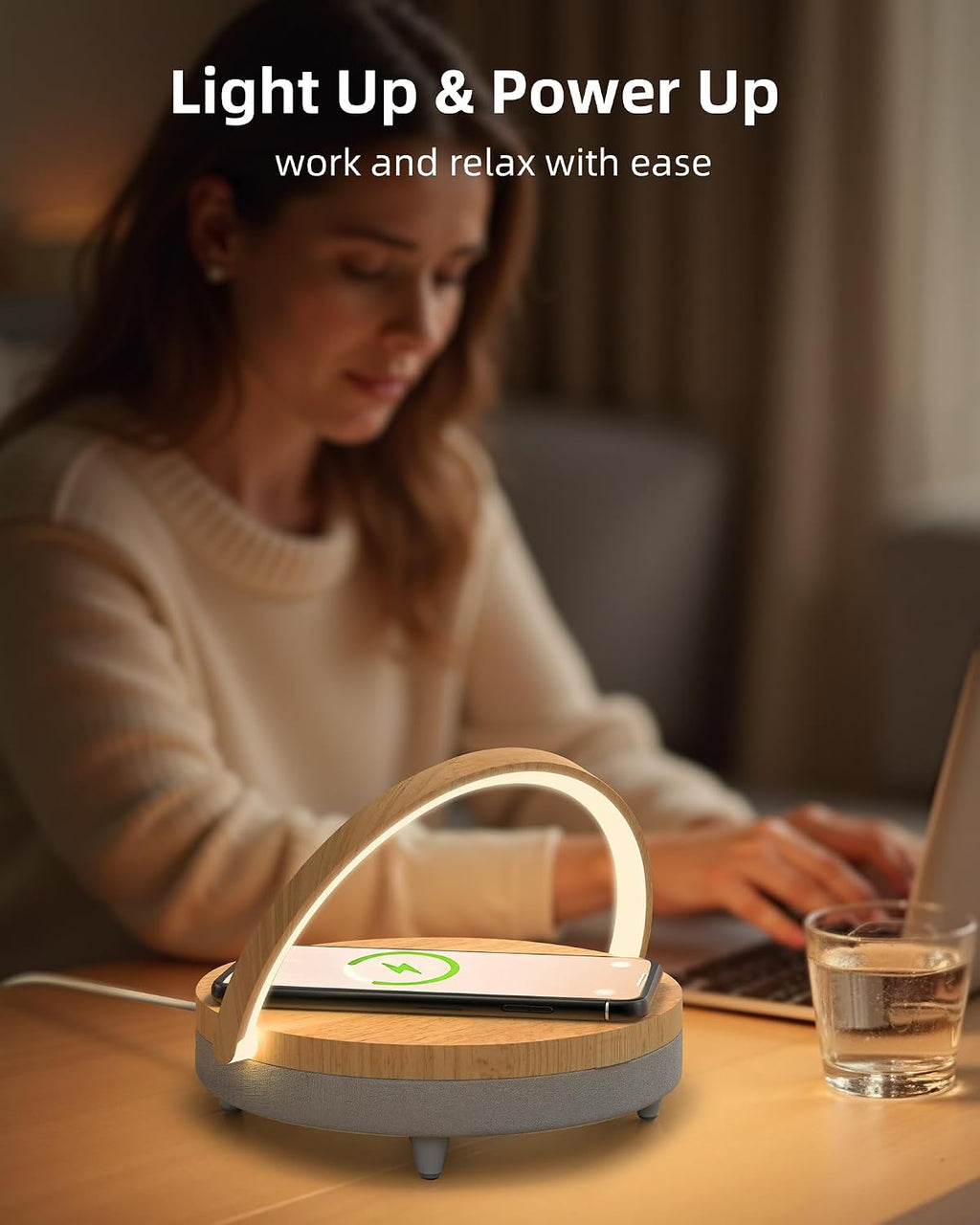 EZVALO Birthday Gifts for Women, Music Table Lamp with Wireless Charger, 4 in 1 Touch Bedside Lamp, Bluetooth Speaker, Phone Holder…