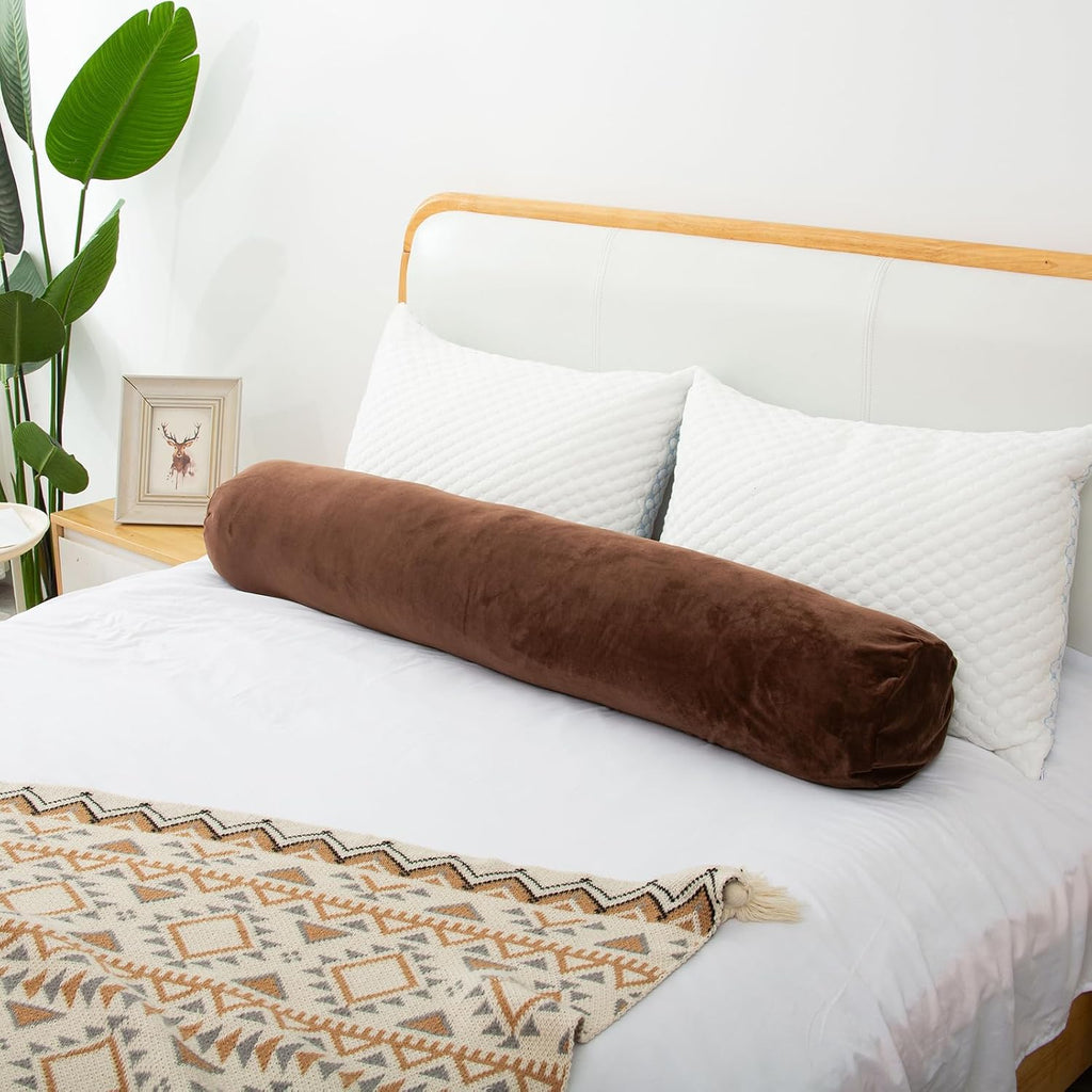 1 MIDDLE ONE Round Body Pillow for Adults, Long Bolster Pillow for Bed with Removable Velvet Cover, Decorative Tube Roll Cylinder Pillow…