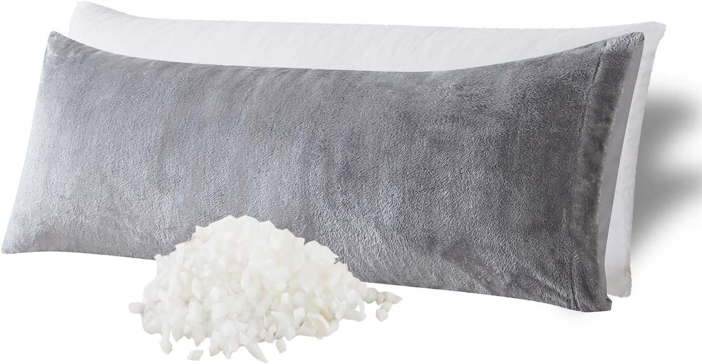 WhatsBedding Memory Foam Body Pillow with Plush Fuzzy Cover, Full Body Pillow for Adults, Long Pillow for Sleeping, Soft Fluffy Supportive