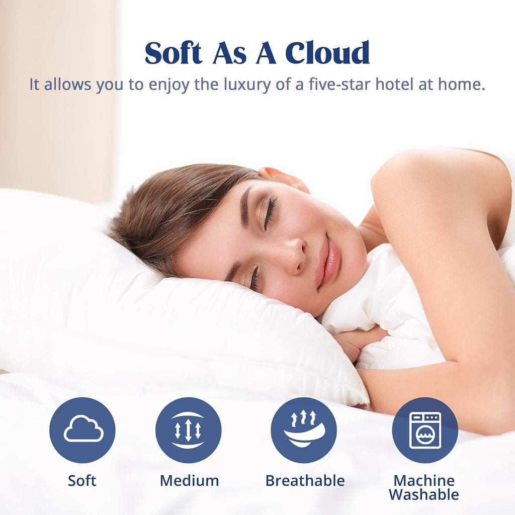 Puredown ® Goose Feather Down Pillows King Size Set of 2, Fluffy Luxury Hotel Collection Bed Pillow for Back, Stomach or Side Sleeper cotto…