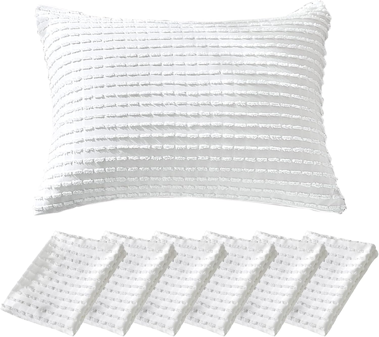 Warmdern White Pillow Covers King Pillow Cases Soft Microfiber Pillow Cases Set of 6 Boho Textured Pillowcase with Envelope Closure(White,…