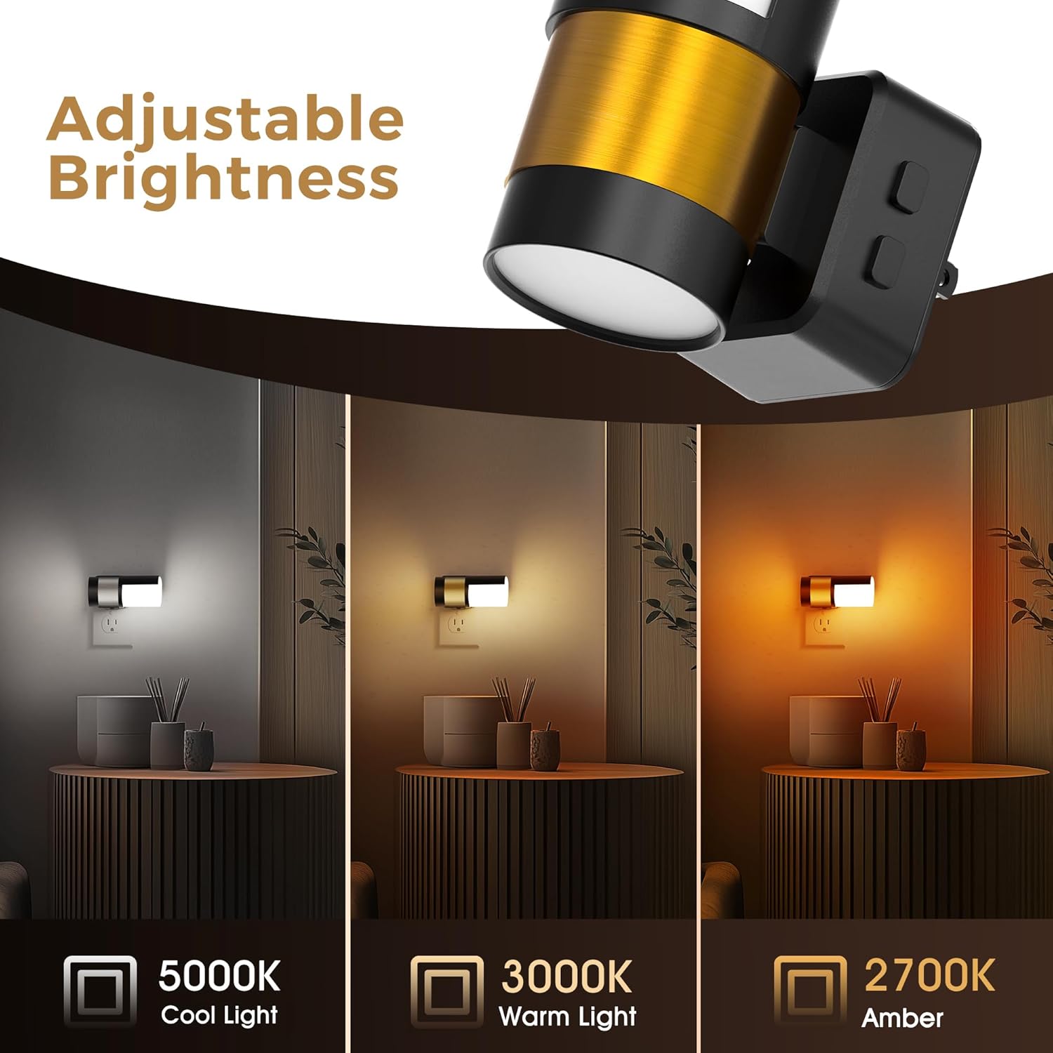 L LOHAS LED Night Lights Plug into Wall, 2 Pack, Plug in Night Light, Soft White/Cool White/Amber, Dimmable Backlit Nightlight with Light…