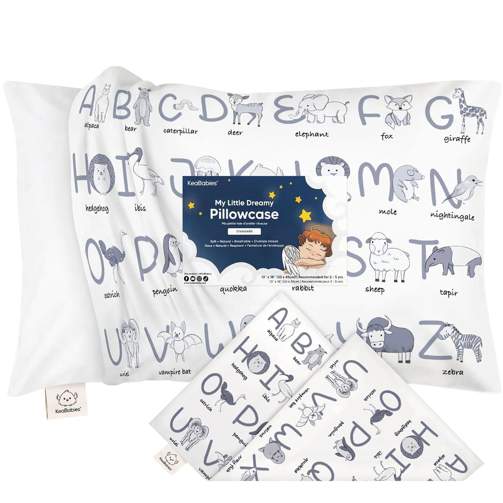 KeaBabies Toddler Pillowcase 13"x18" - Organic Cotton Toddler Pillowcase for Kids, Boys, Girls, Soft & Durable Cotton Cover for Miniature…
