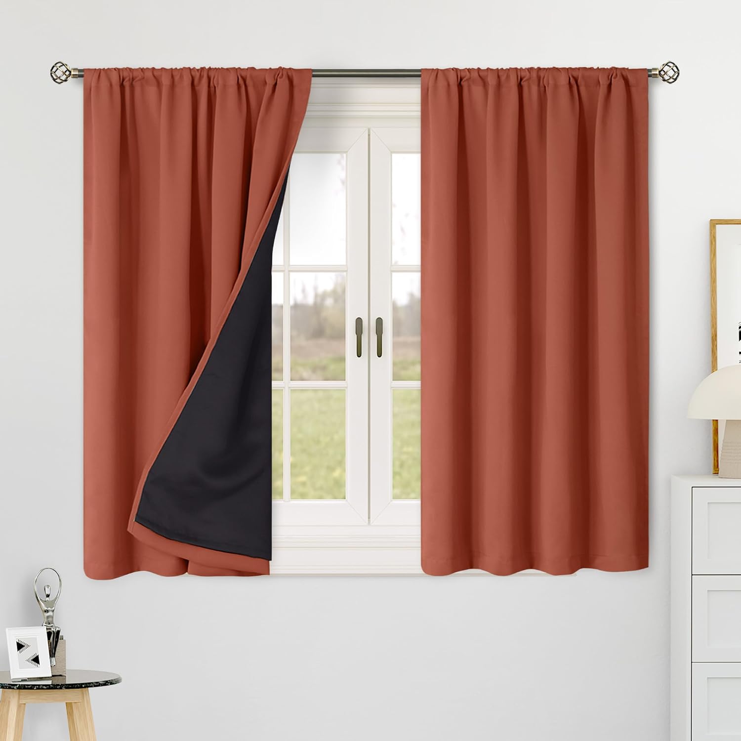 BGment 100% Blackout Curtains 48 Inches Long, RV Curtains for Camper Windows Privacy Thermal Insulated Room Darkening Rod Pocket and Back…