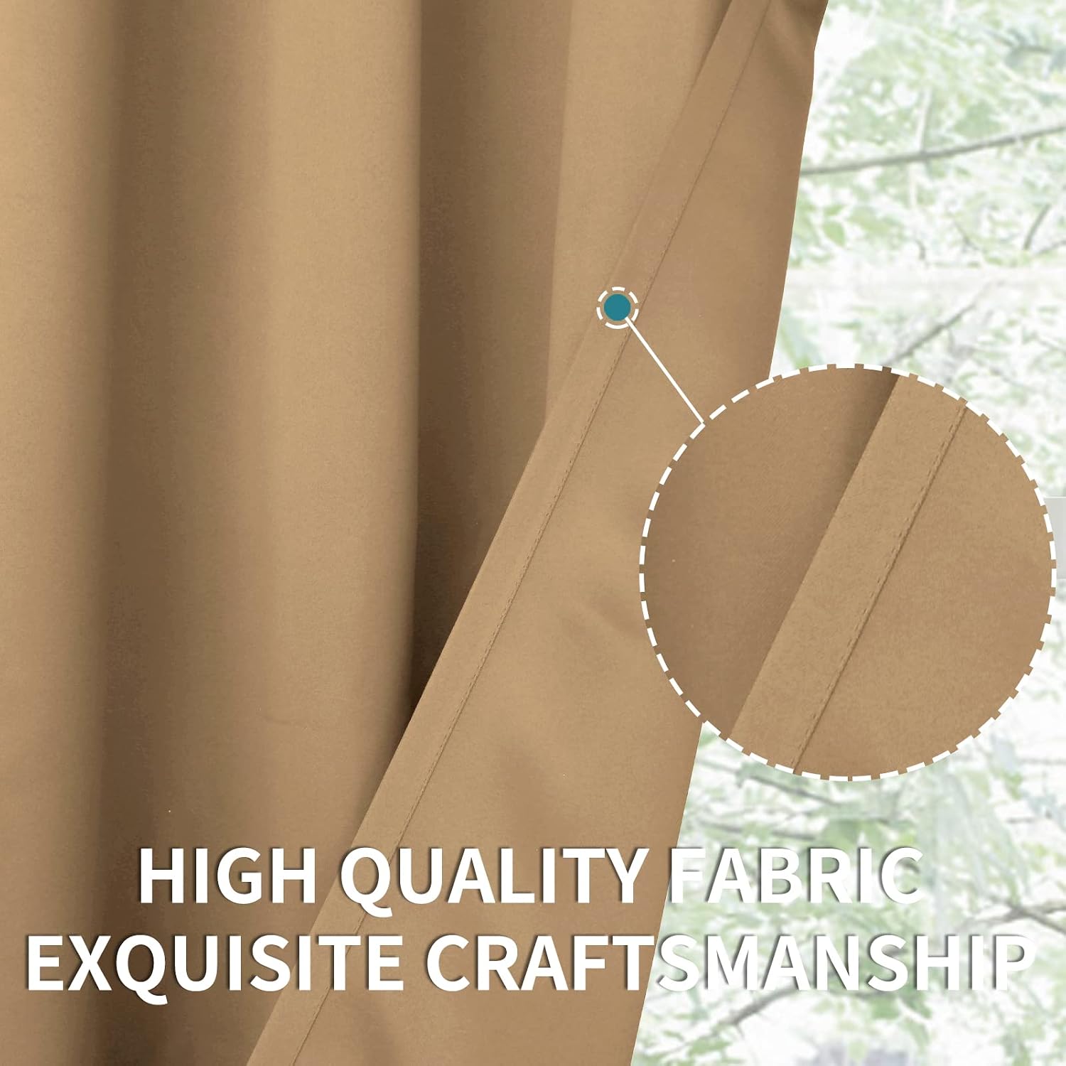 BGment Blackout Curtains for Bedroom - Grommet Thermal Insulated Room Darkening Curtains for Living Room, Set of 2 Panels (38 x 45 Inch, Kh…