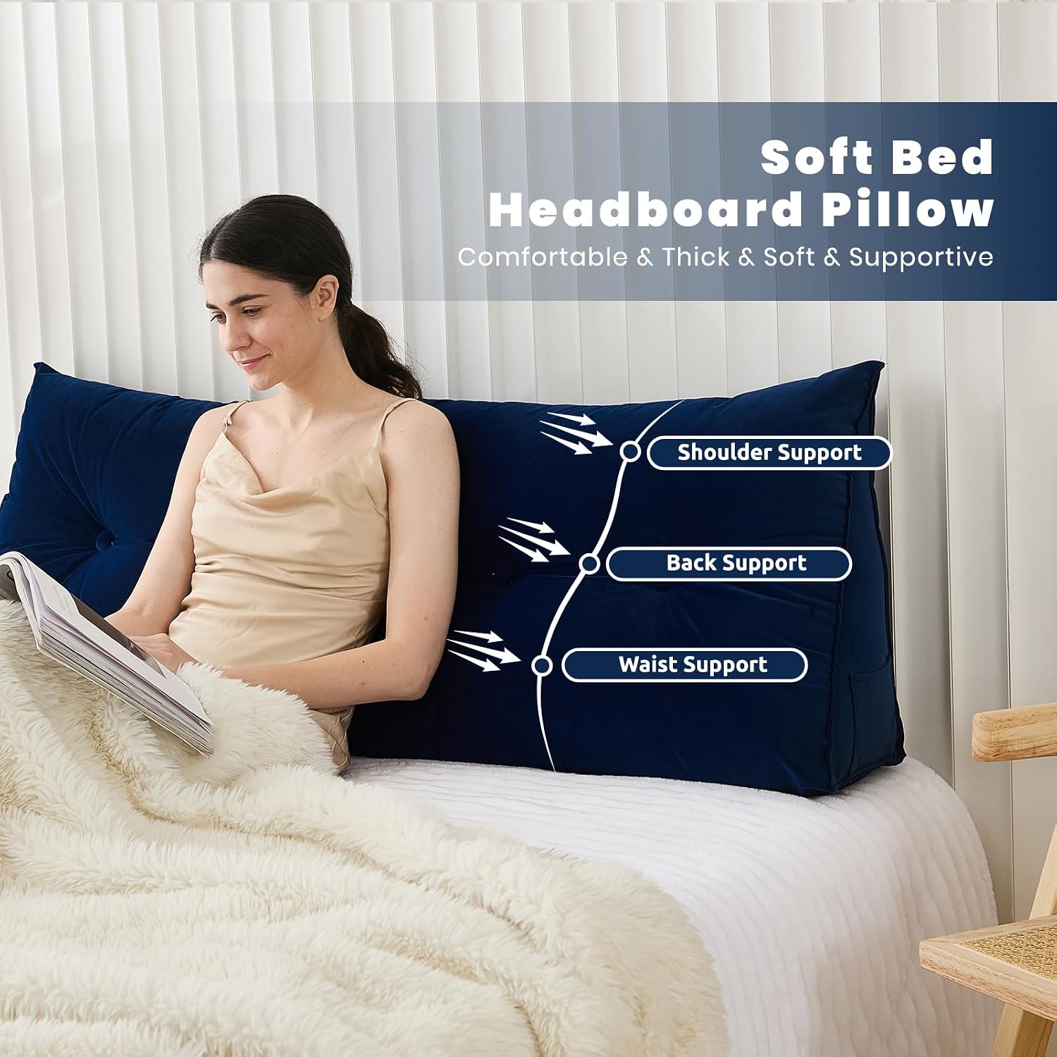 Zelladorra Headboard Pillow for Bed, Triangular Wedge Pillow Headboard Soft Support While Reading and Resting, Bed Bolster Cushion…