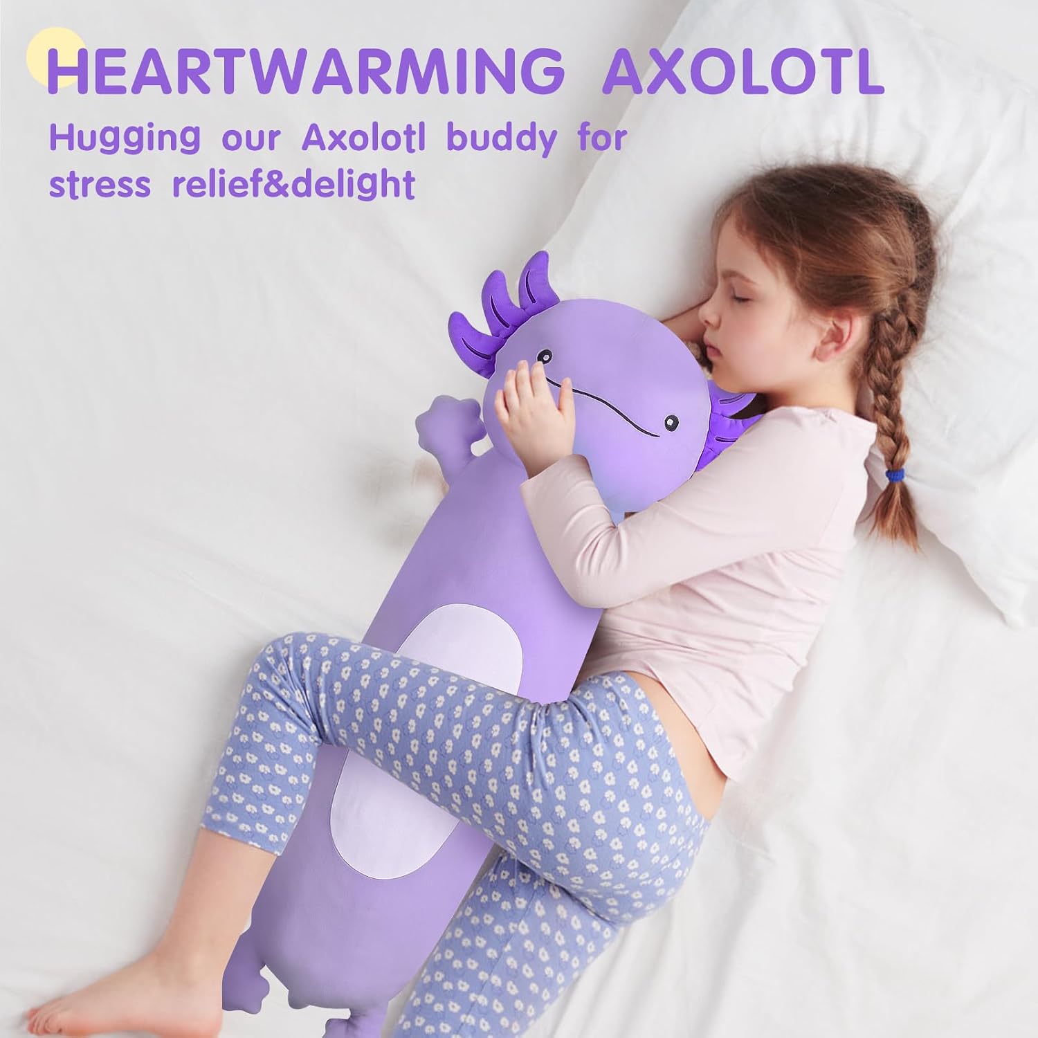 Dalmao 22 inch Cute Giant Purple Axolotl Plush Soft Body Pillow, Large Squishy Plushies Axolotl Stuffed Animals Toy, Gifts for Kids Boys Gi…