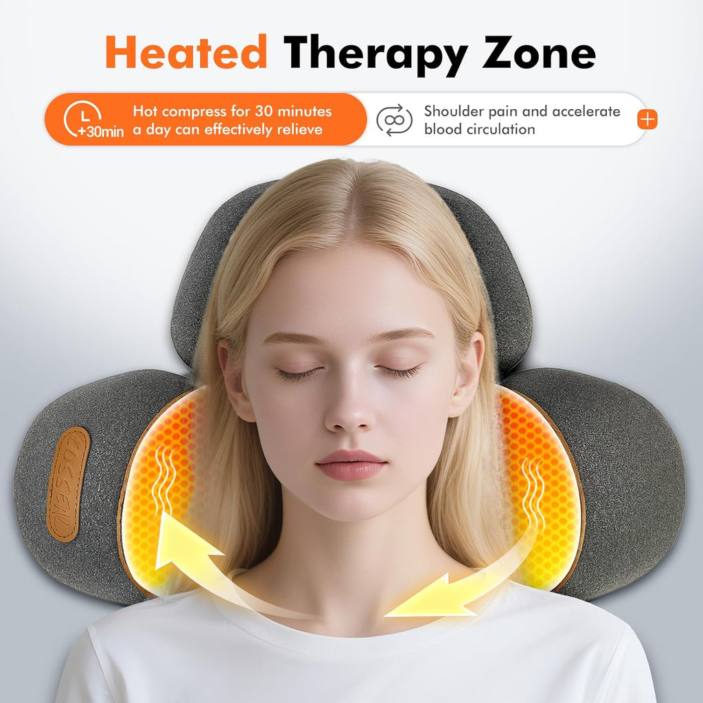 Walfite 3-in-1 Neck Massager Pillow with Heating & Cervical Traction, Ergonomic Cervical Pillow for Neck Back Shoulder, Rechargeable Neck…
