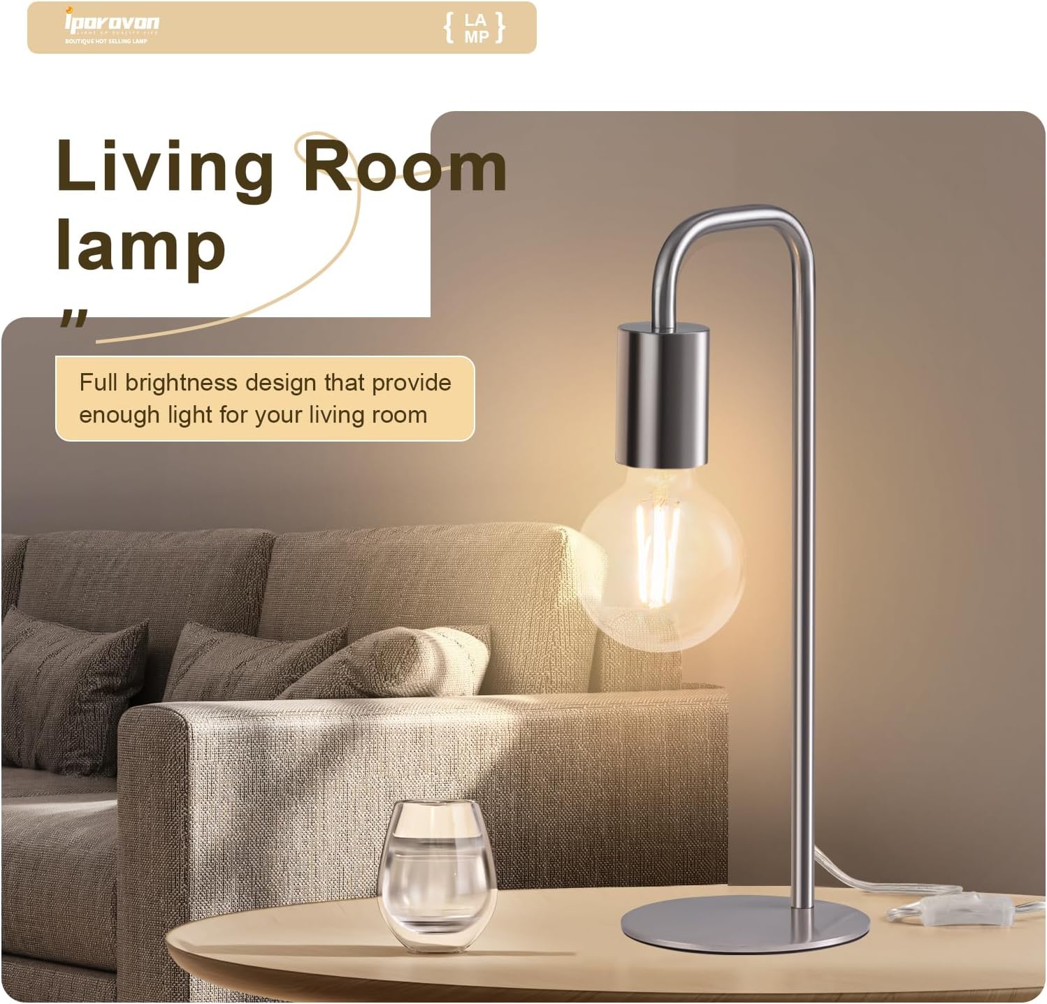 Industrial Table Lamp for Bedroom, Small Side Table Lamp for Nightstand with Wire Switch, E26 Socket Base, Modern Desk Lamp for Living…