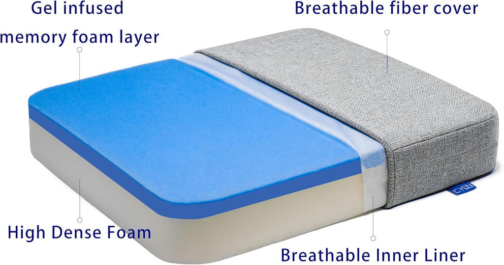 Cylen Ifoam Gel Infused Memory Foam Layer Wheelchair Cushion - Seat Cushion for Wheelchair-Office Chair, Kitchen Chair-Pressure Sore and Ta…
