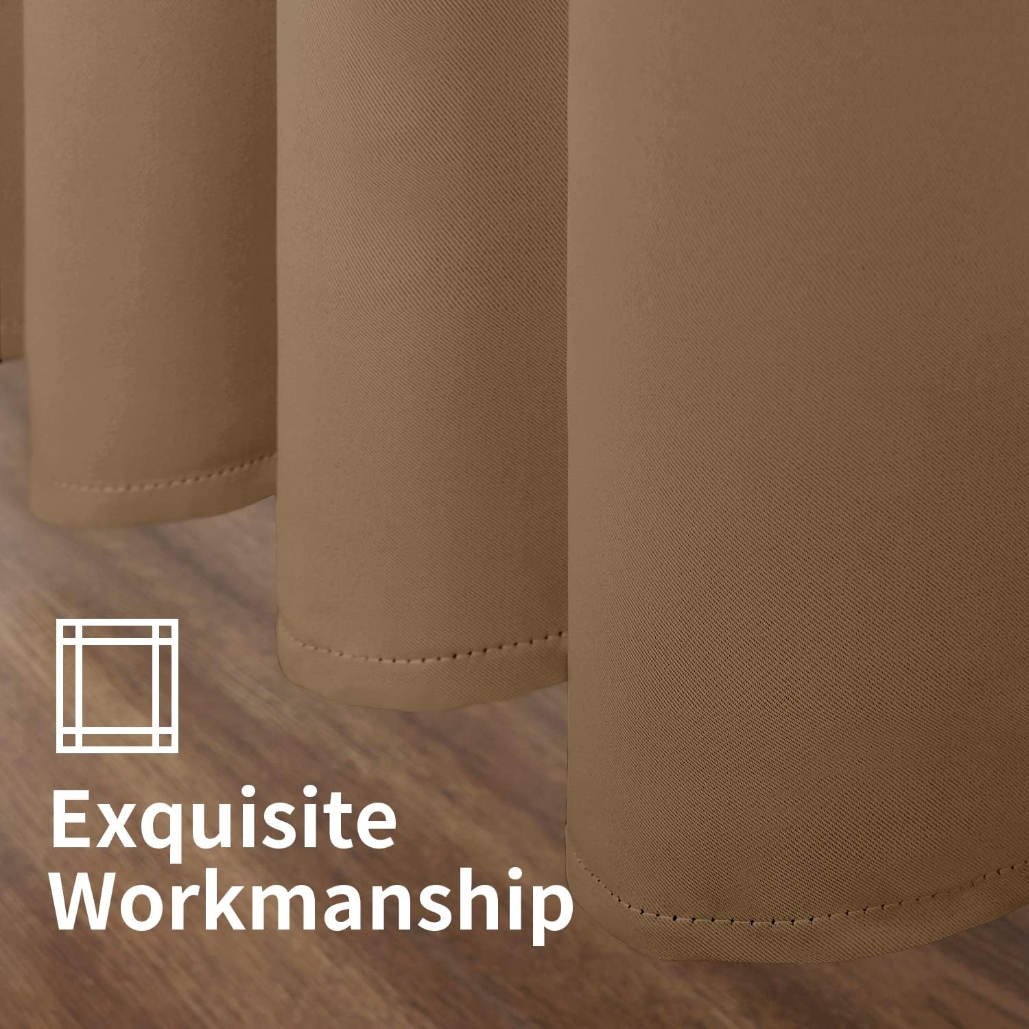 YoungsTex Taupe Blackout Curtains 63 Inches Long for Bedroom - Thermal Insulated Window Drapes with Grommet Room Darkening Privacy for Livi…