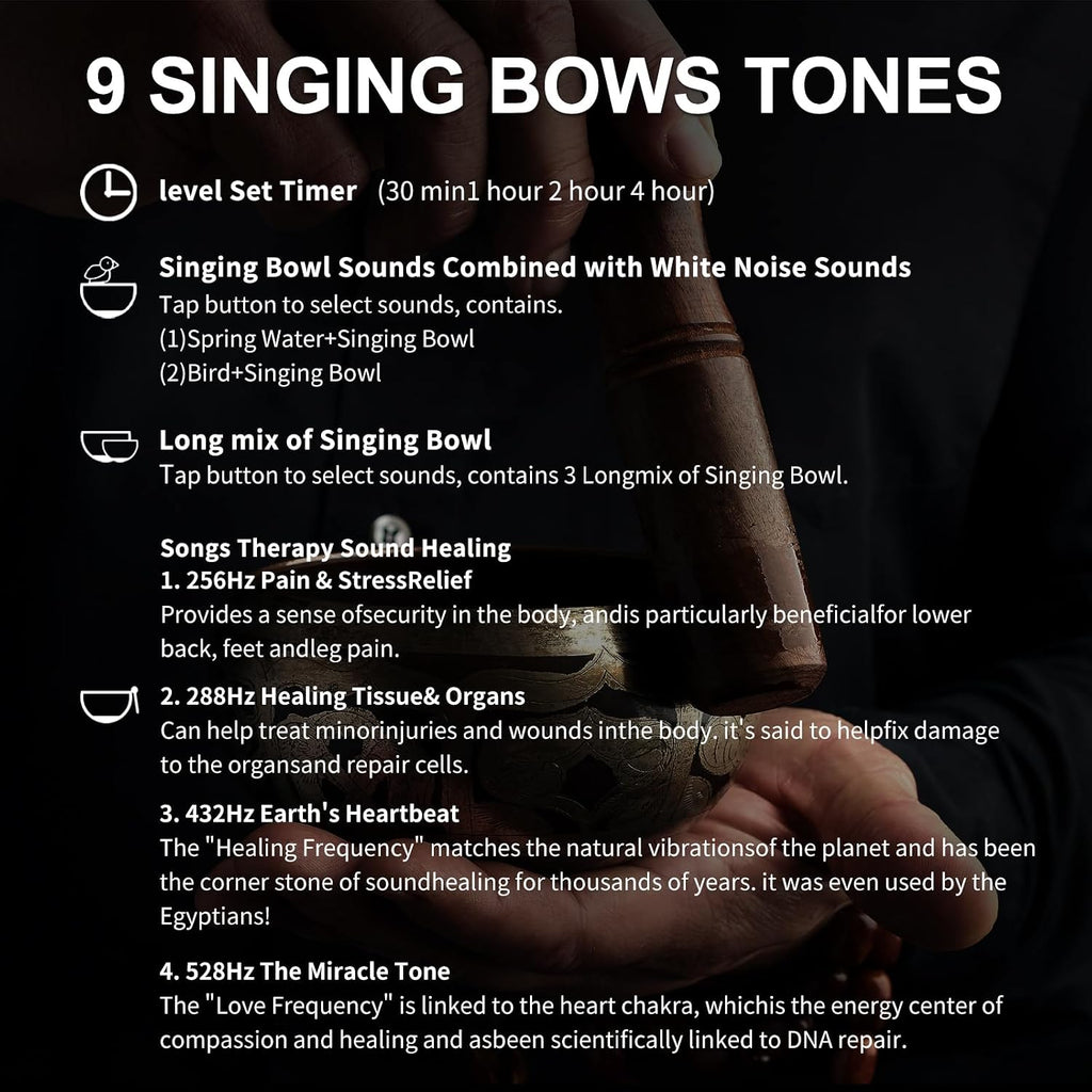 Winish Meditation Sound Machine, Electric Tibet Singing Bowl Machine Frequency Healing Devices,256HZ-432HZ-528HZ Tones Singing Bowl Frequenc…