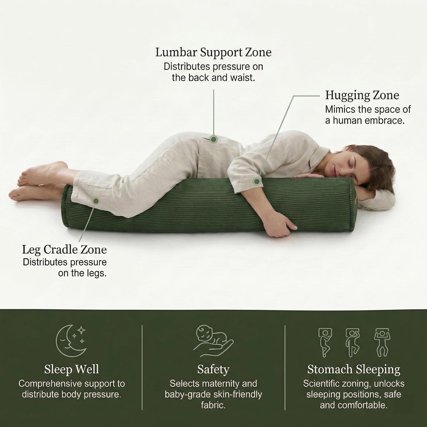 Body Pillow for Adults – Corduroy Long Round Bolster Pillow for Bed, Cuddle Pillow with Full Support for Side Sleepers & Restful Sleep,39…