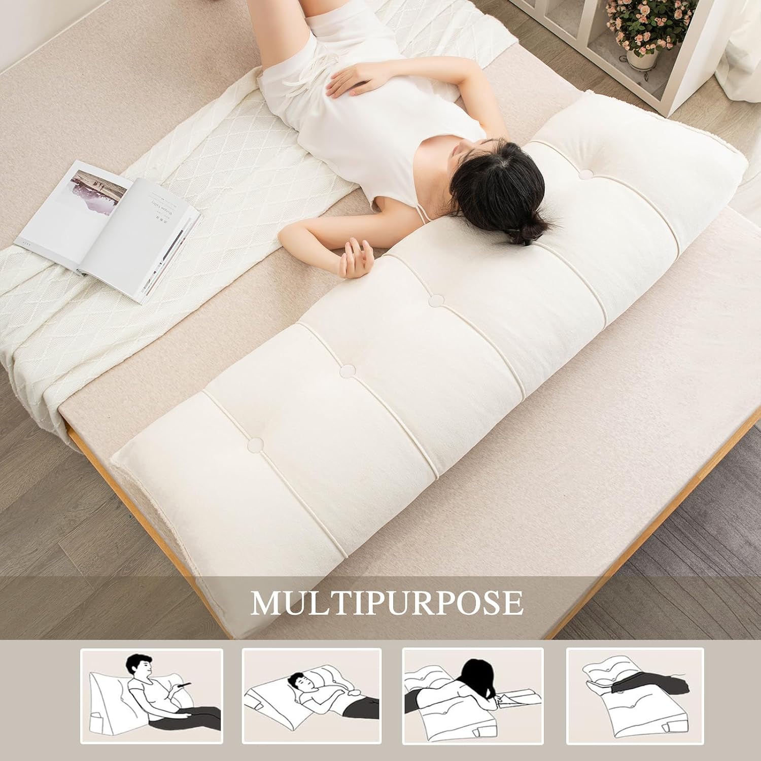 Foreate Headboard Pillow King, Chenille Triangular Wedge Pillow Headboard King Size, Reading Setting Backrest Daybed Pillows for Bed Sofa…