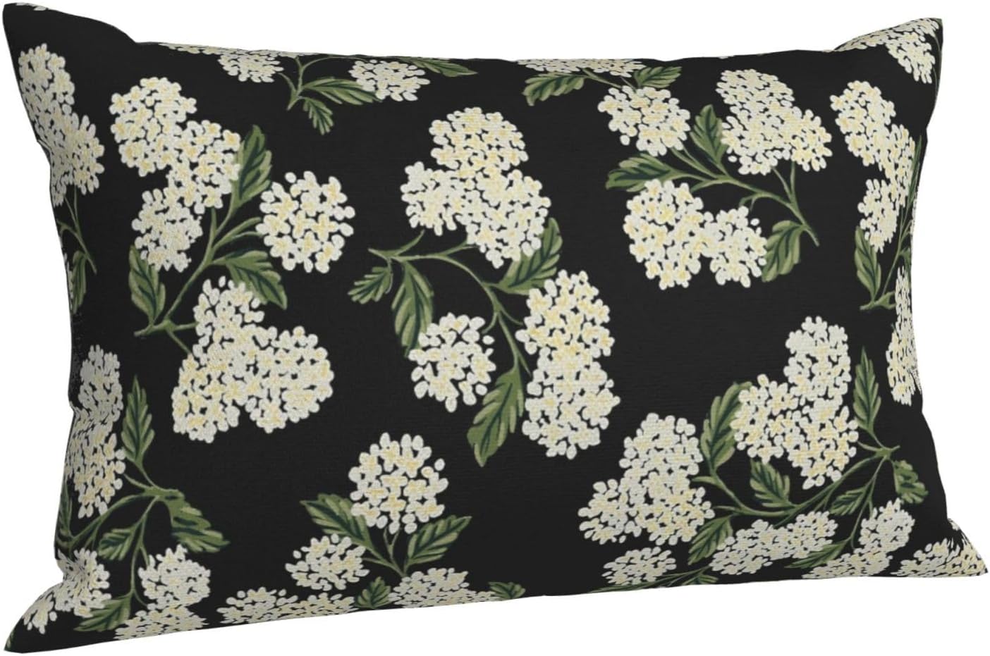 Black Spring Pillow Covers 12x20 Inch 2 Pcs Green Hydrangea Flower Decor Throw Pillows Vintage Floral Seasonal Summer Outdoor Decoration…