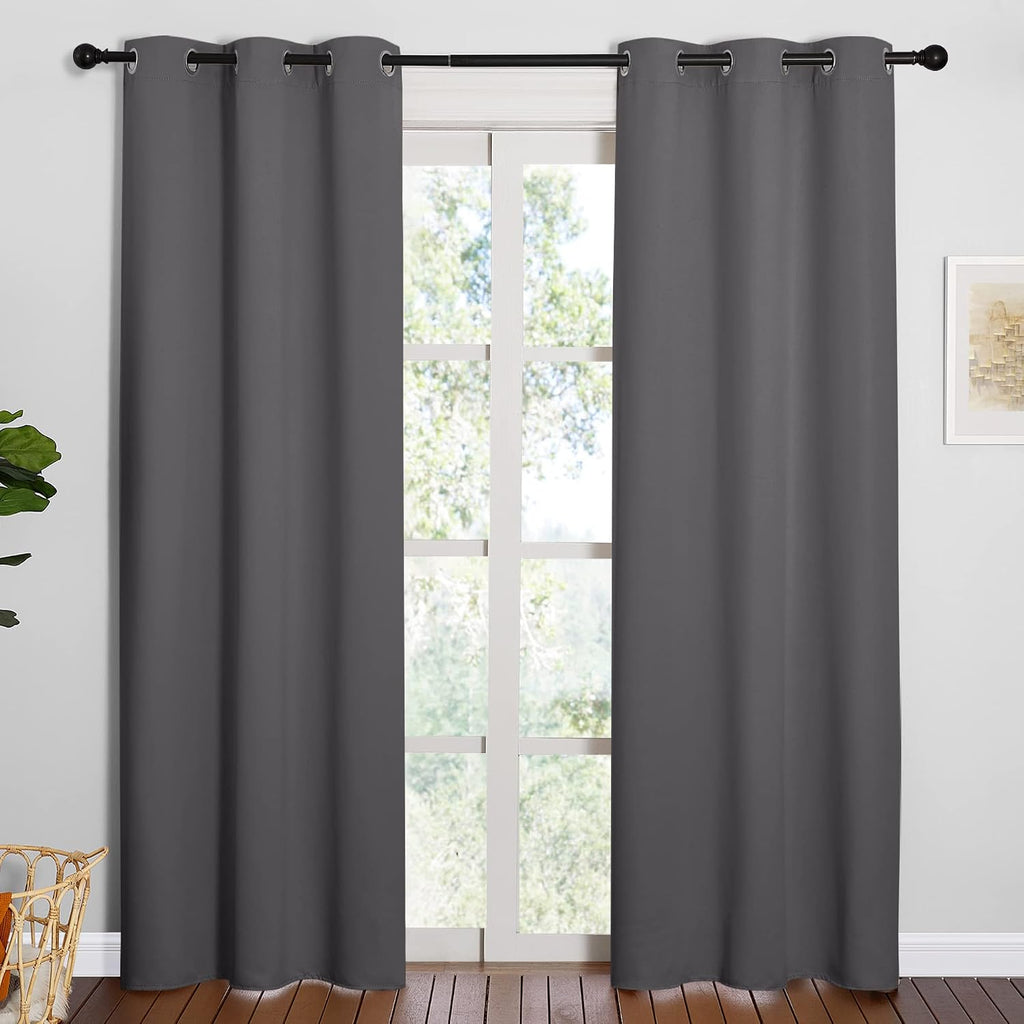 NICETOWN Noise Reducing Blackout Curtains 84" Long for Bedroom, Grey, 42" Wide, 2 Panels, Thermal Insulated Room Darkening Drapes for…
