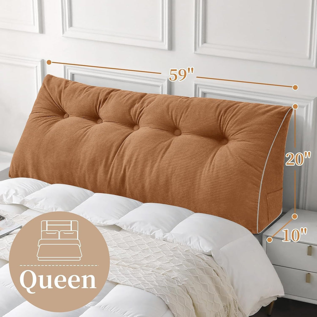 Sasttie Headboard Pillow Queen, Wedge Pillow Headboard for Sitting Up in Bed, Back-Rest Support Triangular Cushion for Reading - Features R…
