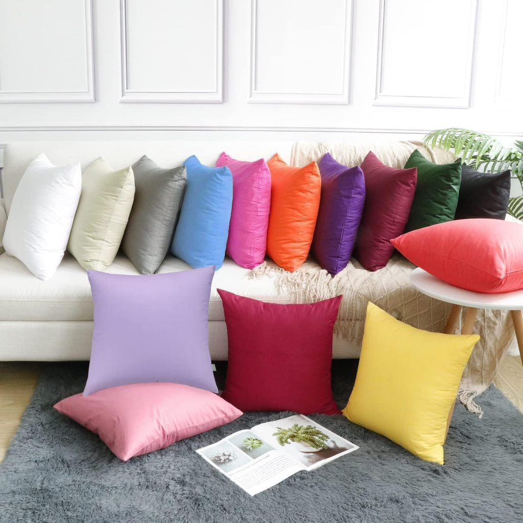 Thmyo 4-Pack 100% Cotton Comfortable Solid Decorative Throw Pillow Case, Thmyo Square Cushion Cover Pillowcase Sublimation Blank Pillow Cove…