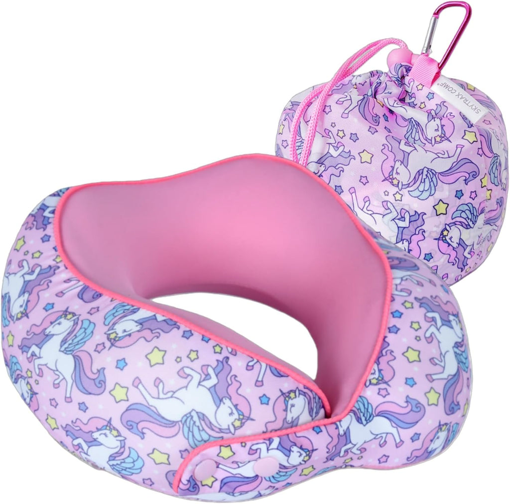 Skytraxcomf SKYTRAX® Certified Kids Safe Memory Foam Travel Neck Pillows for Kids and Toddlers, Cute Cartoon Design, Car Seat & Airplane He…