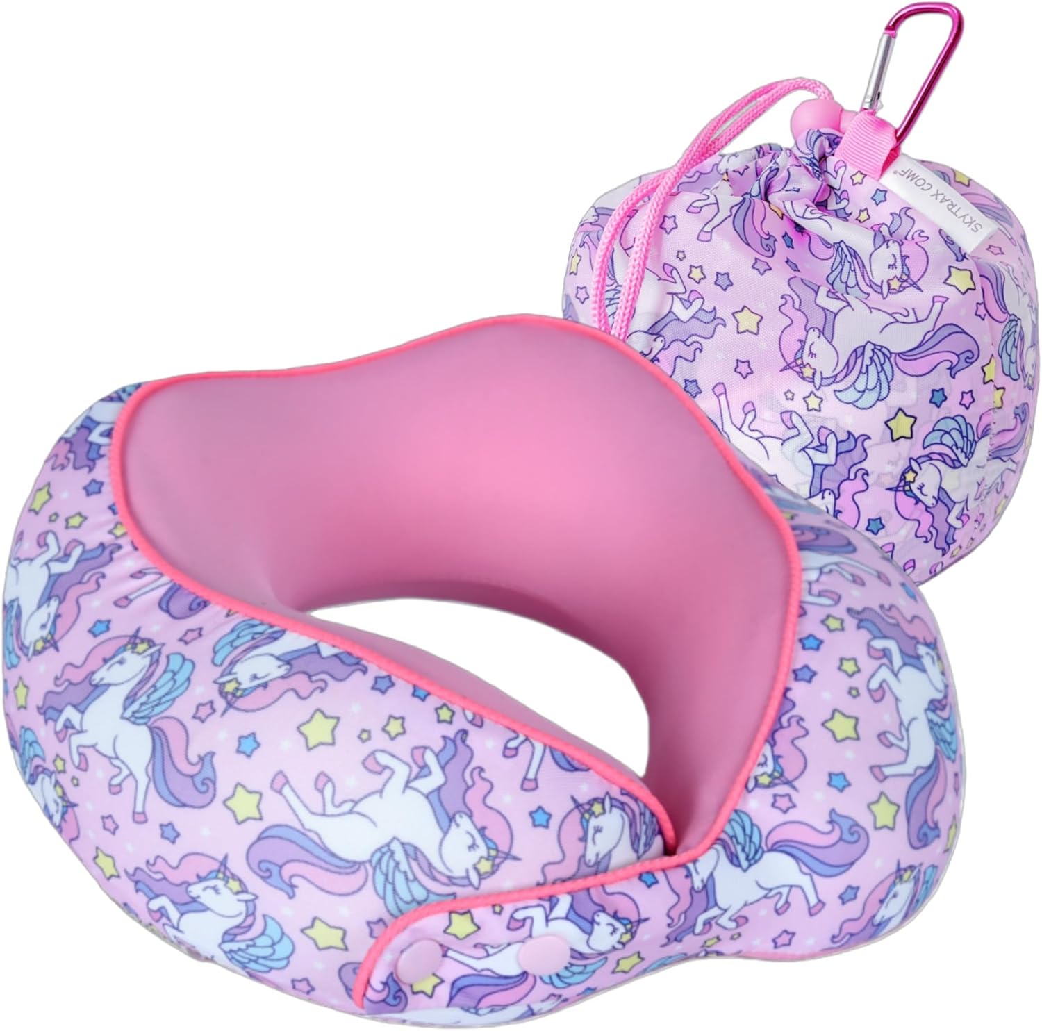 Skytraxcomf SKYTRAX® Certified Kids Safe Memory Foam Travel Neck Pillows for Kids and Toddlers, Cute Cartoon Design, Car Seat & Airplane He…