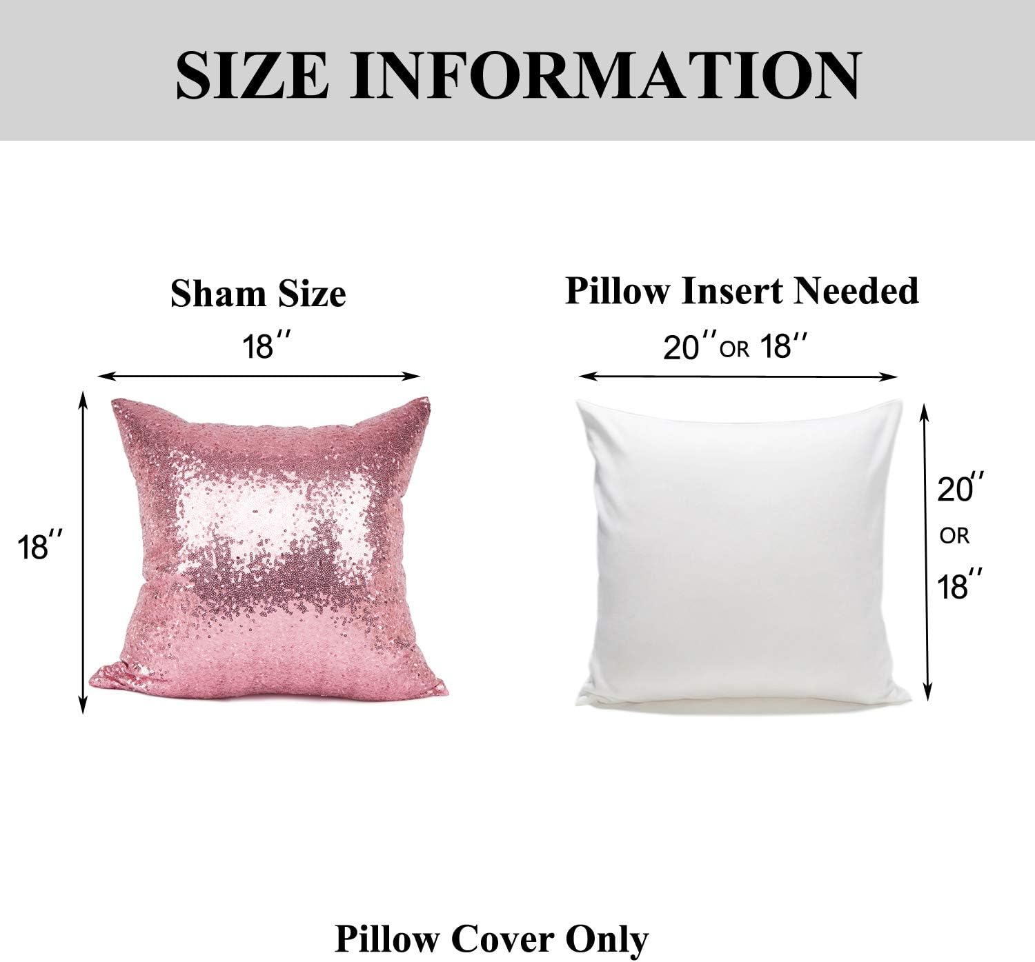 YOUR SMILE Pack of 2 New Luxury Series Pink Bling Decorative Glitzy Sequin & Comfy Satin Solid Throw Pillow Cover Cushion Case for…