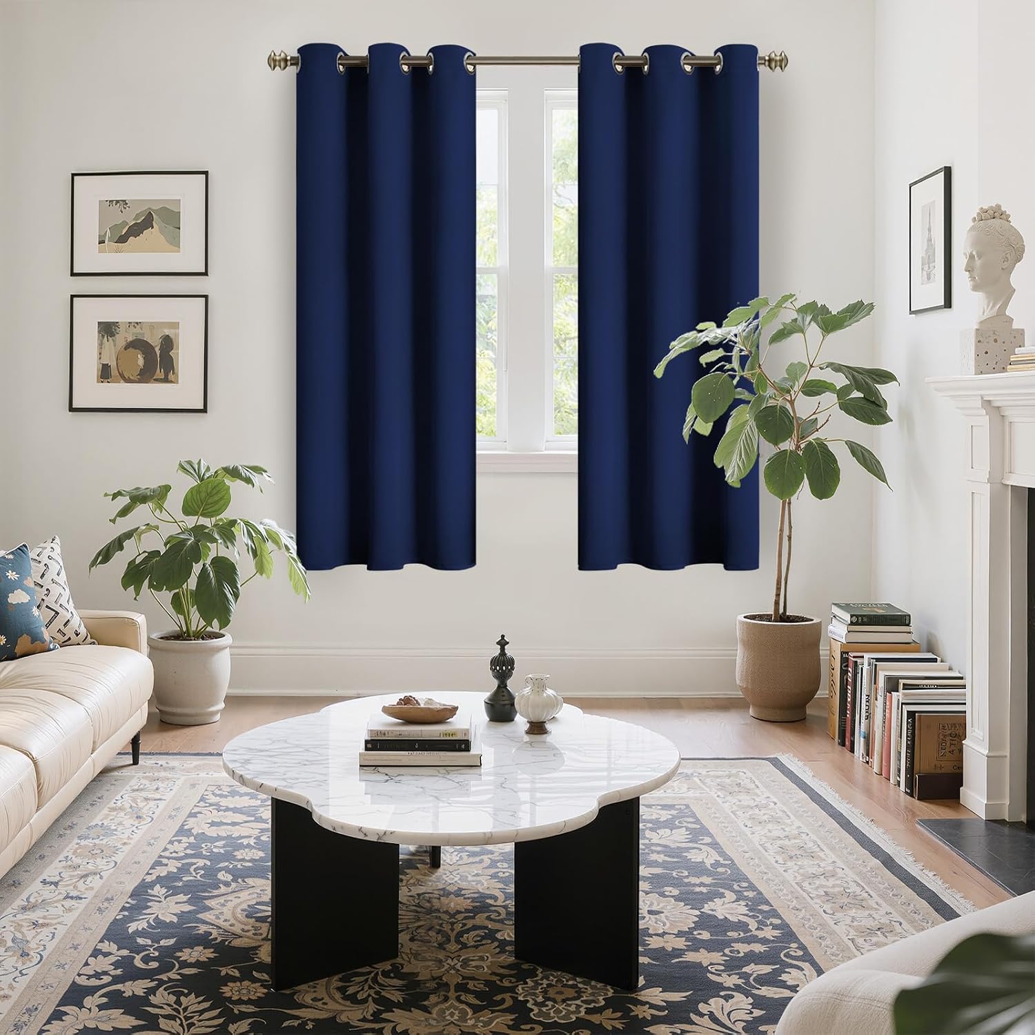 YoungsTex Blackout Curtains 63 Inch Length for Bedroom - Thermal Insulated with Grommet Small Half Window Drapes for Kitchen Bathroom, 2 Pa…
