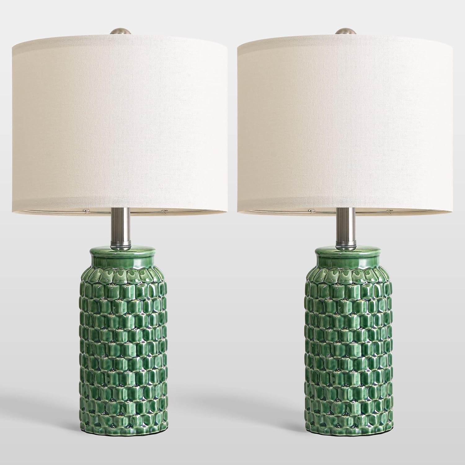 USumkky 20.5" Ceramic Table Lamps Set of 2 - Modern Farmhouse & Boho Style, Bedside Nightstand Lamps for Bedroom, Living Room End Table…