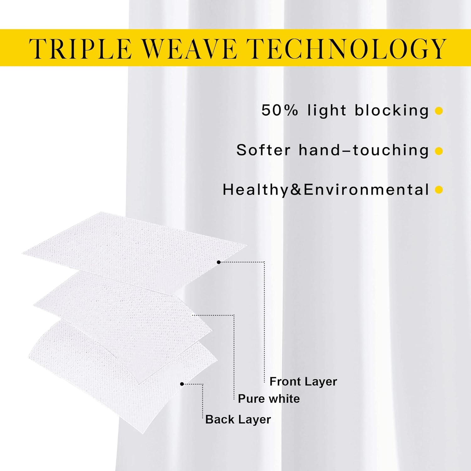 NICETOWN 50% Blackout Pure White Sliding Glass Curtains 2 Panels Set - Window Treatment Thermal Insulated Grommet Light Blocking Sound…